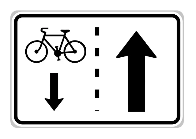 Dopravní značka E12a Jízda cyklistů v protisměru