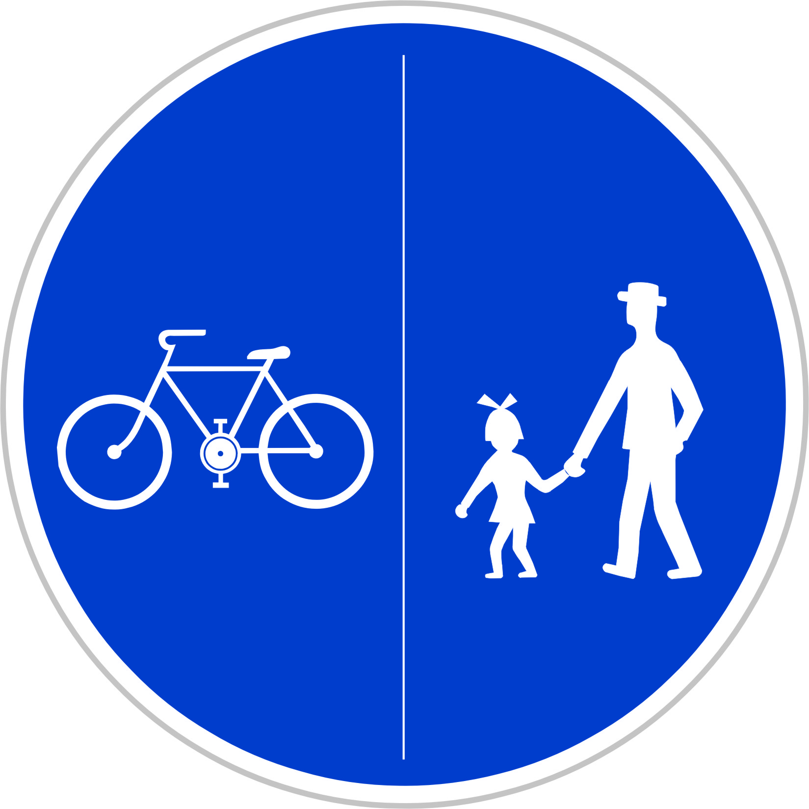 Dopravní značka C10a Stezka pro chodce a cyklisty dělená