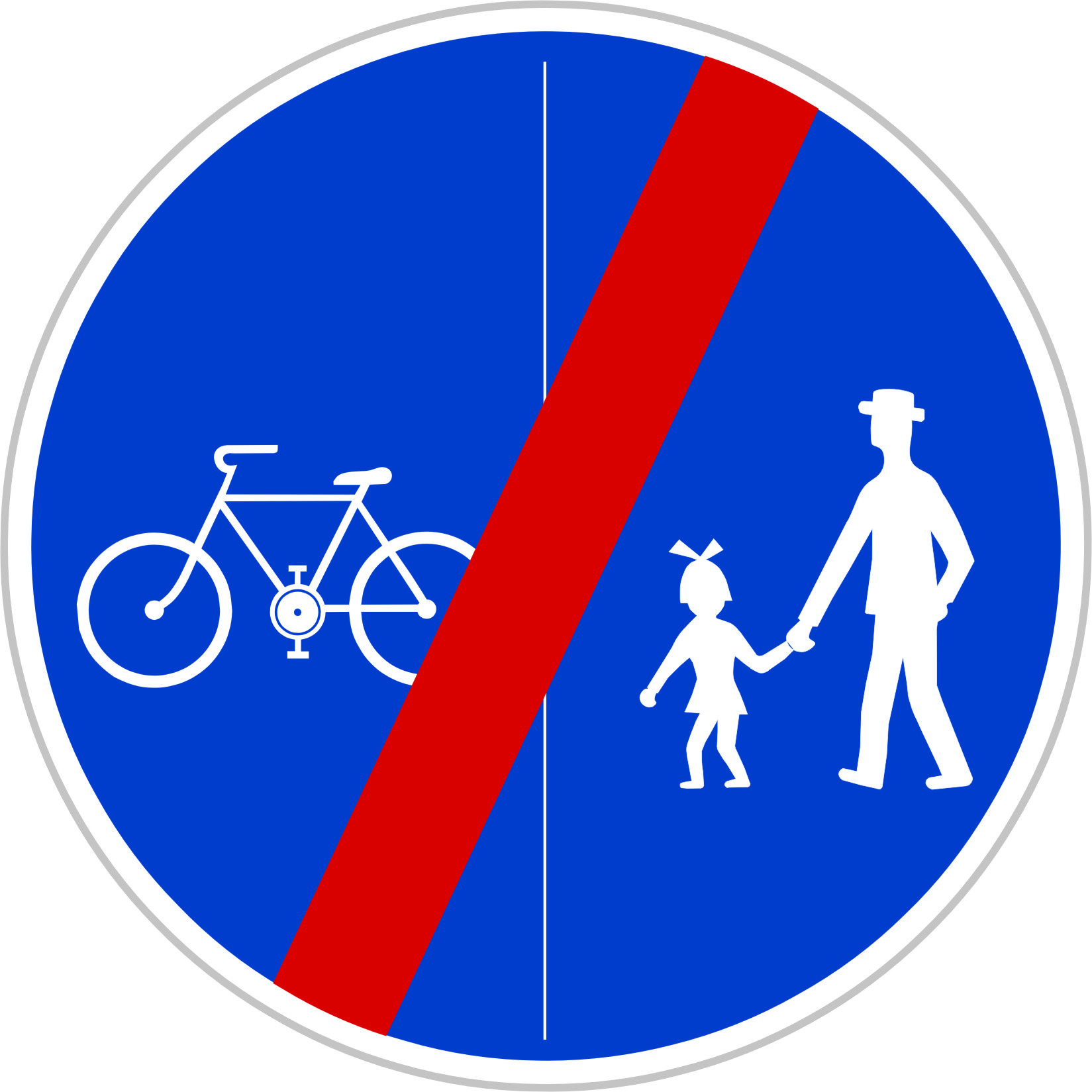Dopravní značka C10b Konec stezky pro chodce a cyklisty dělené