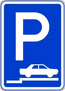 Dopravní značka IP11d Parkoviště stání na chodníku kolmé nebo šikmé