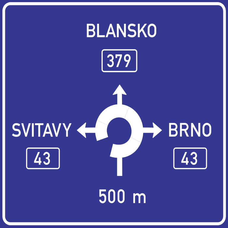 Dopravní značka IS9b Návěst před okružní křižovatkou