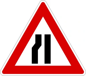 Dopravní značka A6b Zúžená vozovka zleva