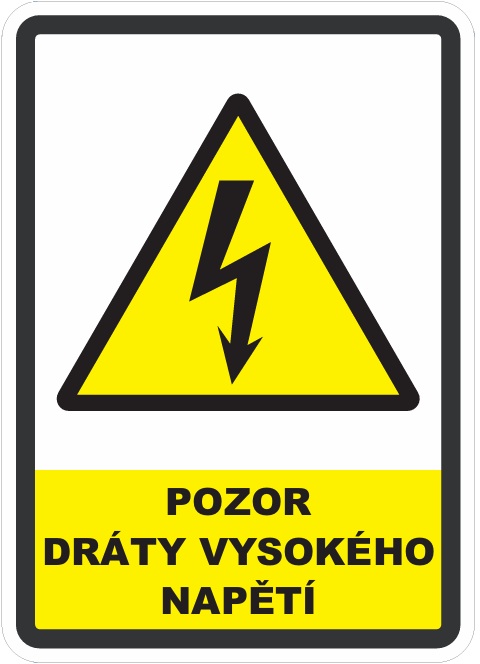 Pozor dráty vysokého napětí r. 500 x 700 mm