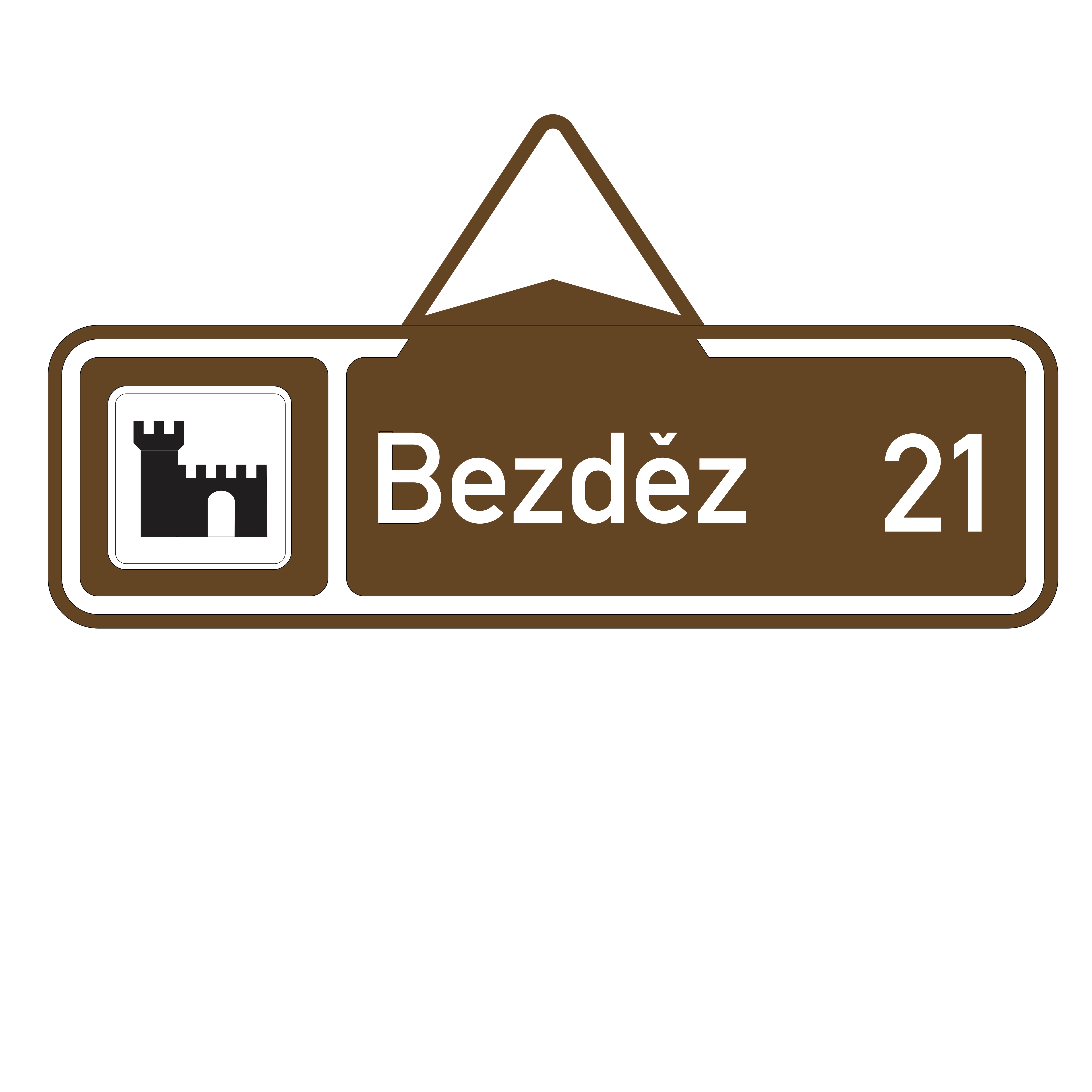 Dopravní značka IS24b Směrová tabule pro kulturní nebo turistický cíl (přímo)