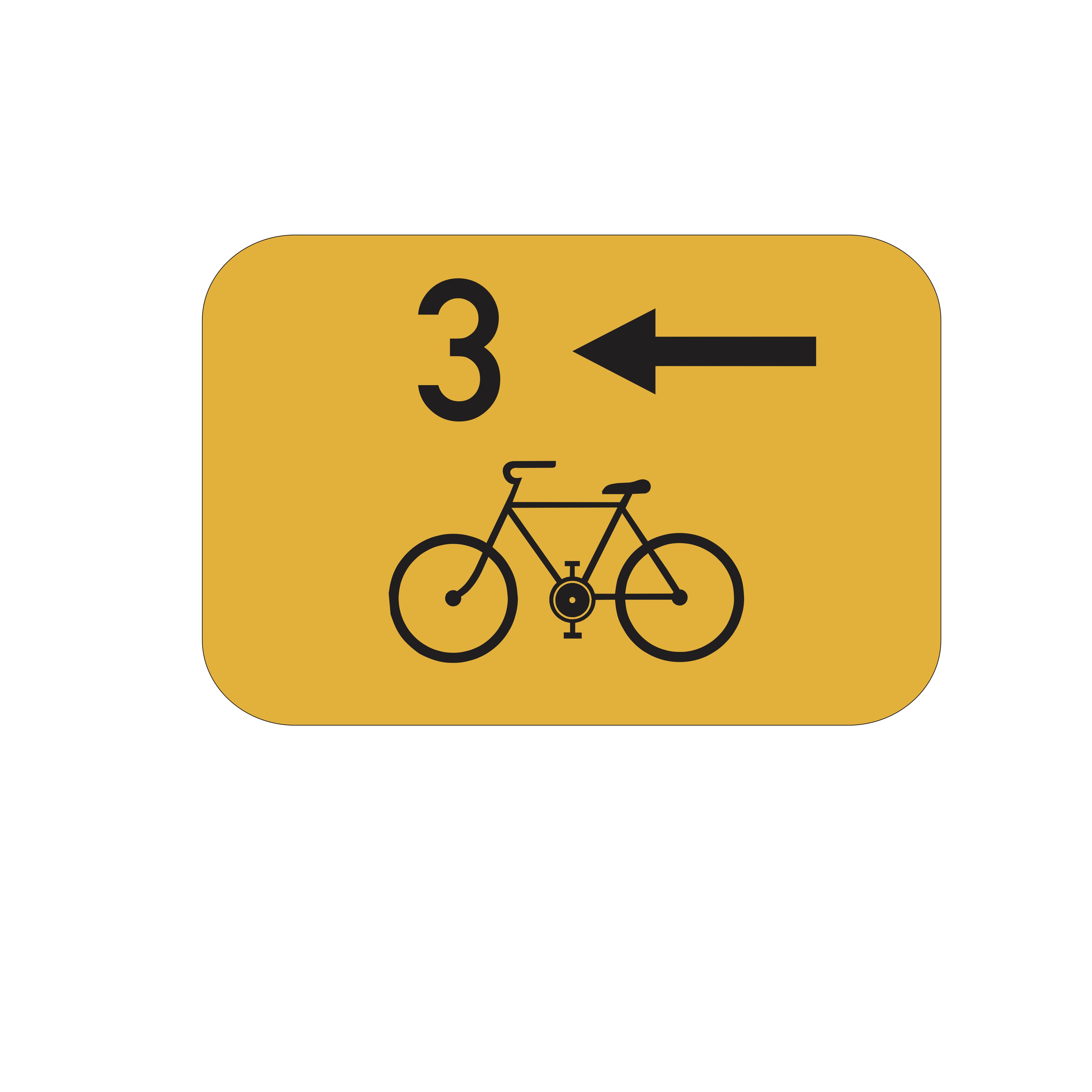  Dopravní značka IS21b Směrová tabulka pro cyklisty (vlevo)