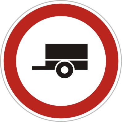 Dopravní značka B33 Zákaz vjezdu motorových vozidel s přípojným vozidlem